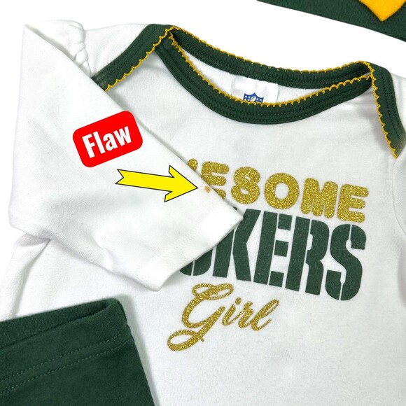 NFL Green Bay Packers Baby Girl Onesie Pants Hat Set 0-3 Months - Picture 10 of 10
